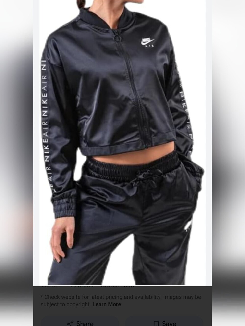 Nike Air Satin Jacket And Pants Size Small
